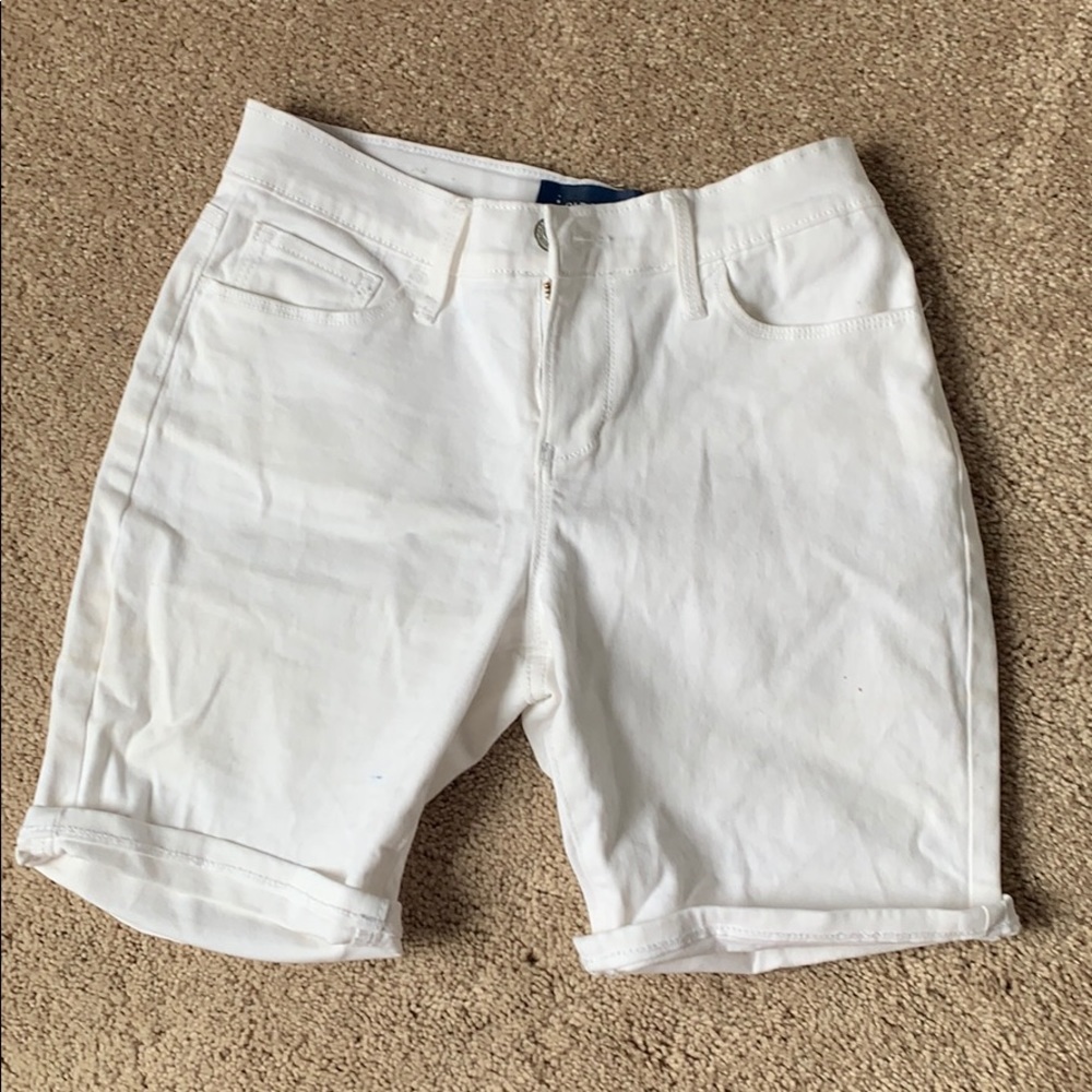 White Knee Length Jean Shorts